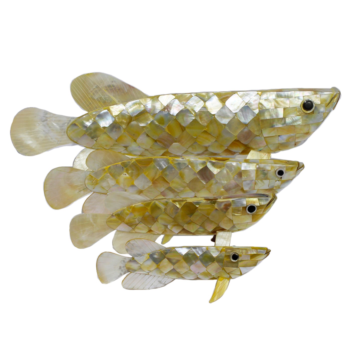 Golden Mother Of Pearl(MOP) Seashell Fish Sculpture For Home & Office - Maya Bazaar