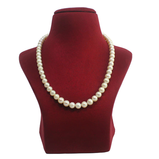 Peach Colour Freshwater Rounded pearl necklace for women-Maya Bazaar