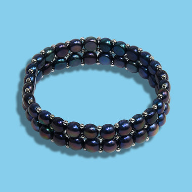 Maya Bazaar Double Layered Freshwater Mystery Black Pearl bracelets for women girls stylish bracelet-Maya Bazaar