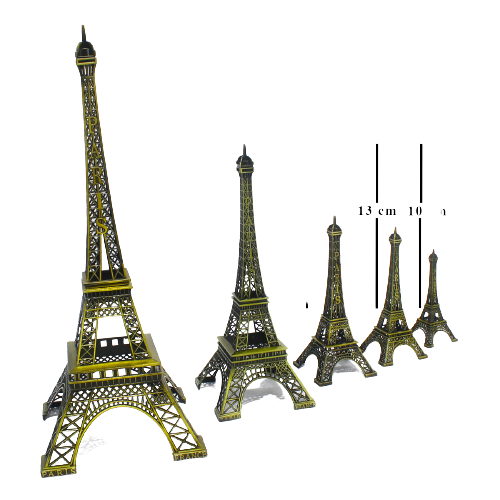 Maya Bazaar Antique Finish 3D Gold Metal Paris Eiffel Tower Metal Craft Famous Landmark Building Metal Statue, Cabinet, Office, Gifts Decorative Showpiece