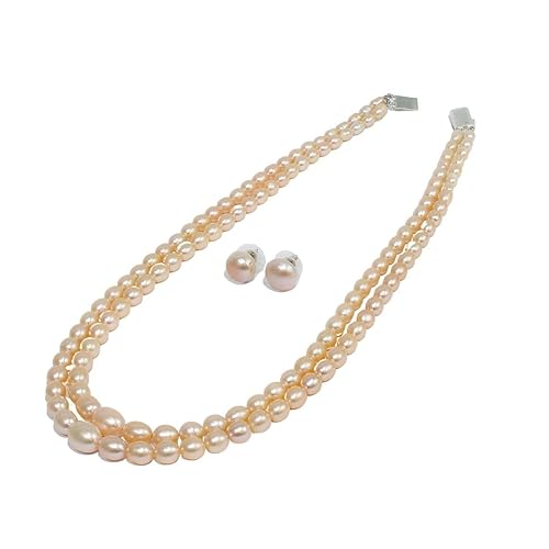 Long Double-Line Freshwater Pearl Designer Necklace For Women and Girls-Maya Bazaar