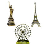 Burj Khalifa, Eiffel Tower, Big Ben Tower Combo Model Replica, Table Decorative Showpiece, Home Office Decor, Antique, Metal - 18CM