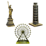 Burj Khalifa, Eiffel Tower, Big Ben Tower Combo Model Replica, Table Decorative Showpiece, Home Office Decor, Antique, Metal - 18CM