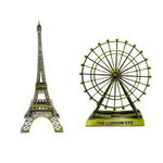 Burj Khalifa, Eiffel Tower, Big Ben Tower Combo Model Replica, Table Decorative Showpiece, Home Office Decor, Antique, Metal - 18CM