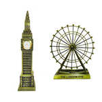 Burj Khalifa, Eiffel Tower, Big Ben Tower Combo Model Replica, Table Decorative Showpiece, Home Office Decor, Antique, Metal - 18CM