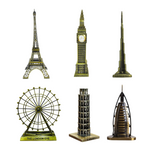 Burj Khalifa, Eiffel Tower, Big Ben Tower Combo Model Replica, Table Decorative Showpiece, Home Office Decor, Antique, Metal - 18CM