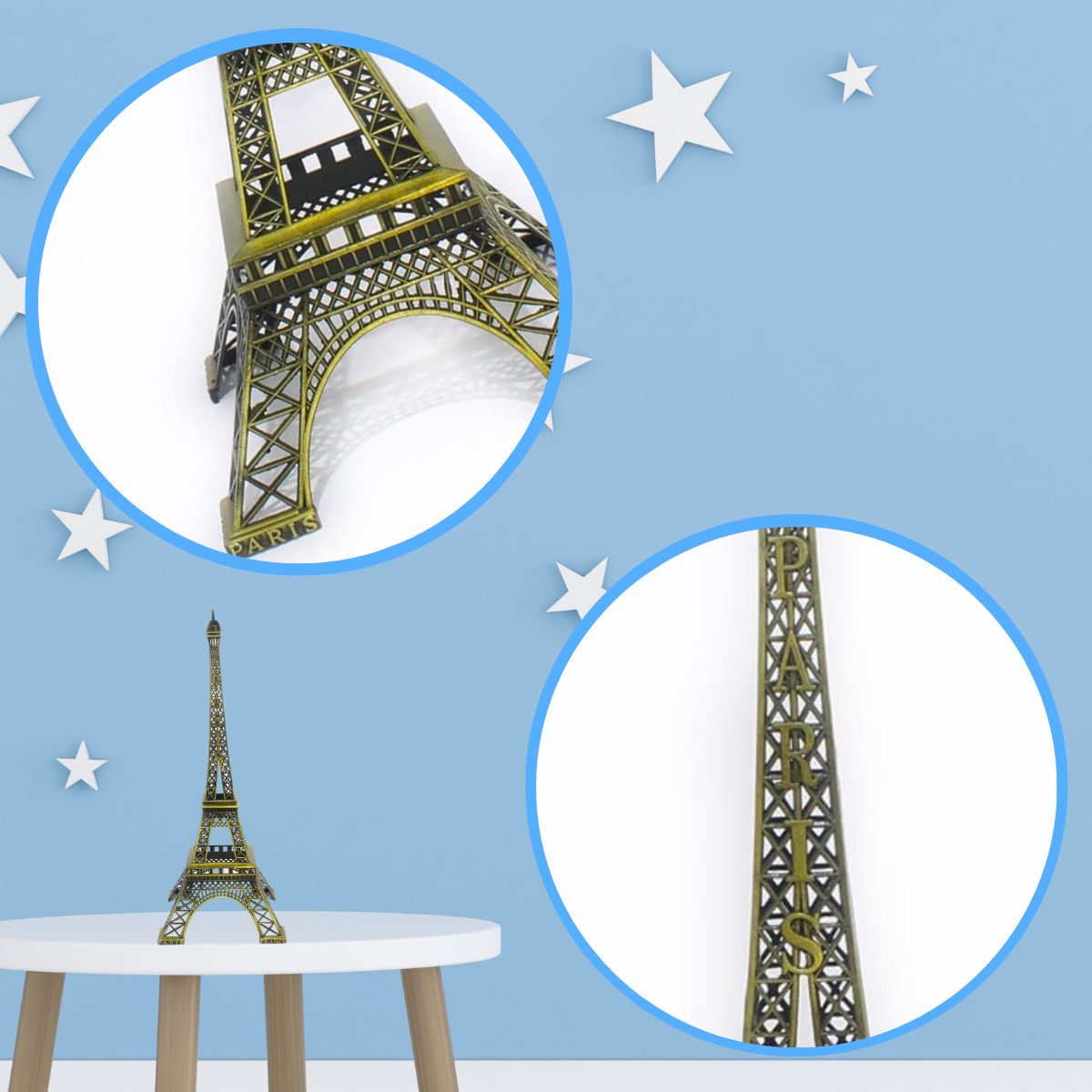 3D Eiffel Tower Antique Vintage Showpiece for Home, Room, Office, Desk Decor, Table Stand Metal Alloy-Maya Bazaar