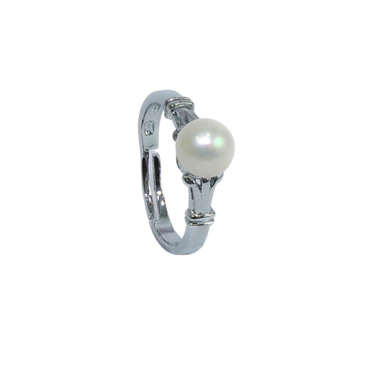 White Freshwater pearl rings for women stylish silver rings-Maya Bazaar