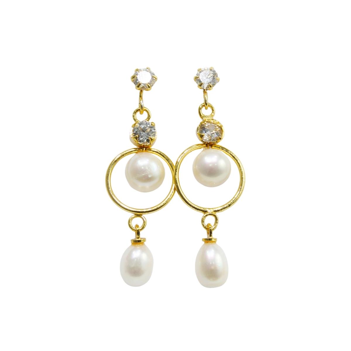 Beautiful Circle Aligned with Rice Pearl Earrings & Studs For Women-Maya Bazaar