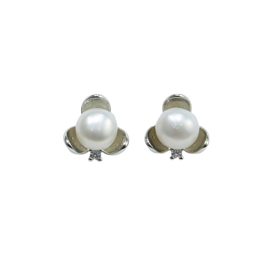 Single White Pearl Embossed Earrings & Studs for women-Maya Bazaar