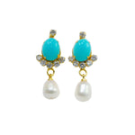 Stone Freshwater Pearl Beads Gold Earrings & Studs for women-Maya Bazaar