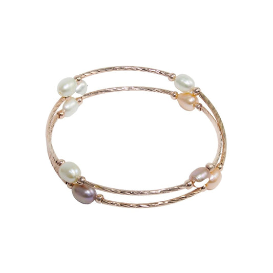 Three Stone Embossed Freshwater pearl bracelets for women girls stylish bracelet-Maya Bazaar