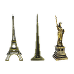 Burj Khalifa, Eiffel Tower, Big Ben Tower Combo Model Replica, Table Decorative Showpiece, Home Office Decor, Antique, Metal - 18CM