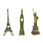 Burj Khalifa, Eiffel Tower, Big Ben Tower Combo Model Replica, Table Decorative Showpiece, Home Office Decor, Antique, Metal - 18CM