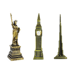 Burj Khalifa, Eiffel Tower, Big Ben Tower Combo Model Replica, Table Decorative Showpiece, Home Office Decor, Antique, Metal - 18CM