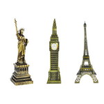 Burj Khalifa, Eiffel Tower, Big Ben Tower Combo Model Replica, Table Decorative Showpiece, Home Office Decor, Antique, Metal - 18CM