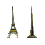 Burj Khalifa, Eiffel Tower, Big Ben Tower Combo Model Replica, Table Decorative Showpiece, Home Office Decor, Antique, Metal - 18CM
