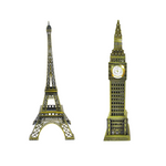 Burj Khalifa, Eiffel Tower, Big Ben Tower Combo Model Replica, Table Decorative Showpiece, Home Office Decor, Antique, Metal - 18CM