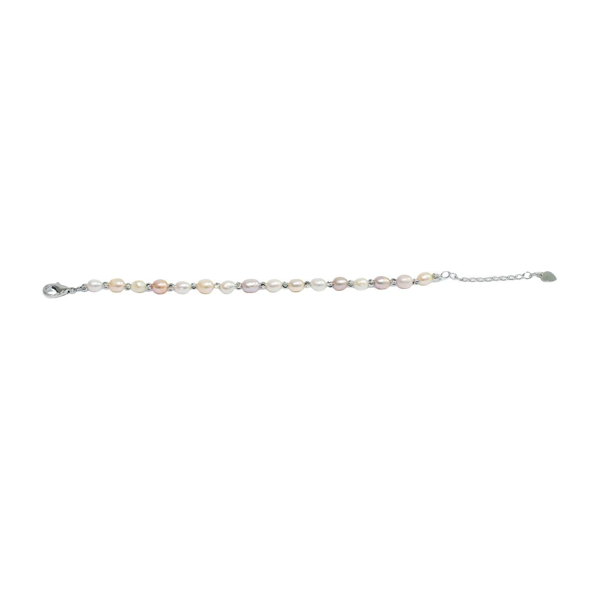 Peach and White Designer Heart Hanging pearl bracelets for women girls stylish bracelet-Maya Bazaar