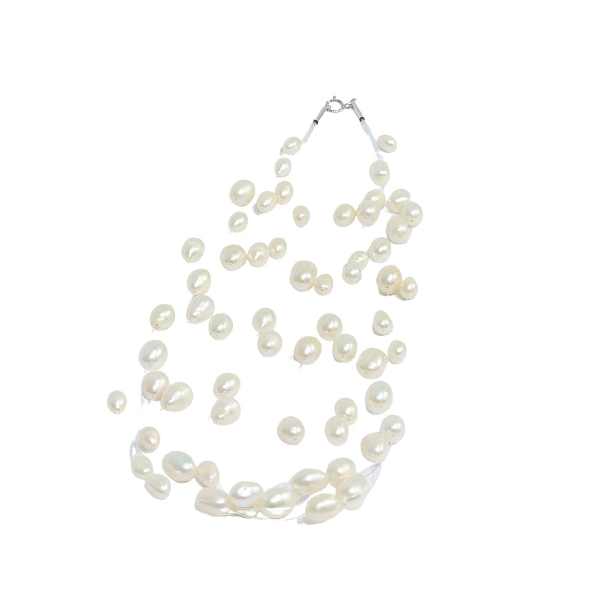 Natural Freshwater Pearl Floating Chain For Girls Pearl necklace for women-Maya Bazaar
