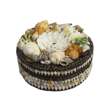 Vintage Circle Shaped Seashell Decorative Jewelry Box Seashell Show Pieces For Home Decor Item-Maya Bazaar