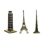Burj Khalifa, Eiffel Tower, Big Ben Tower Combo Model Replica, Table Decorative Showpiece, Home Office Decor, Antique, Metal - 18CM