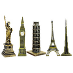 Burj Khalifa, Eiffel Tower, Big Ben Tower Combo Model Replica, Table Decorative Showpiece, Home Office Decor, Antique, Metal - 18CM