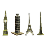 Burj Khalifa, Eiffel Tower, Big Ben Tower Combo Model Replica, Table Decorative Showpiece, Home Office Decor, Antique, Metal - 18CM