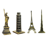 Burj Khalifa, Eiffel Tower, Big Ben Tower Combo Model Replica, Table Decorative Showpiece, Home Office Decor, Antique, Metal - 18CM