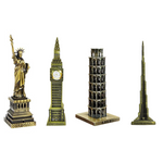 Burj Khalifa, Eiffel Tower, Big Ben Tower Combo Model Replica, Table Decorative Showpiece, Home Office Decor, Antique, Metal - 18CM