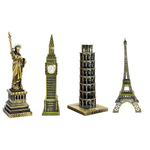 Burj Khalifa, Eiffel Tower, Big Ben Tower Combo Model Replica, Table Decorative Showpiece, Home Office Decor, Antique, Metal - 18CM