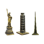 Burj Khalifa, Eiffel Tower, Big Ben Tower Combo Model Replica, Table Decorative Showpiece, Home Office Decor, Antique, Metal - 18CM