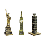 Burj Khalifa, Eiffel Tower, Big Ben Tower Combo Model Replica, Table Decorative Showpiece, Home Office Decor, Antique, Metal - 18CM