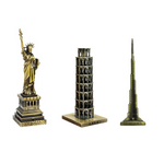 Burj Khalifa, Eiffel Tower, Big Ben Tower Combo Model Replica, Table Decorative Showpiece, Home Office Decor, Antique, Metal - 18CM
