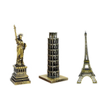 Burj Khalifa, Eiffel Tower, Big Ben Tower Combo Model Replica, Table Decorative Showpiece, Home Office Decor, Antique, Metal - 18CM