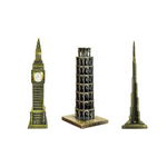 Burj Khalifa, Eiffel Tower, Big Ben Tower Combo Model Replica, Table Decorative Showpiece, Home Office Decor, Antique, Metal - 18CM