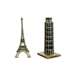 Burj Khalifa, Eiffel Tower, Big Ben Tower Combo Model Replica, Table Decorative Showpiece, Home Office Decor, Antique, Metal - 18CM