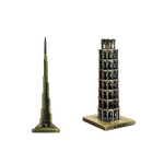 Burj Khalifa, Eiffel Tower, Big Ben Tower Combo Model Replica, Table Decorative Showpiece, Home Office Decor, Antique, Metal - 18CM
