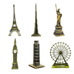 Burj Khalifa, Eiffel Tower, Big Ben Tower Combo Model Replica, Table Decorative Showpiece, Home Office Decor, Antique, Metal - 18CM