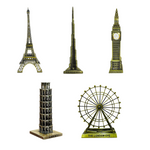 Burj Khalifa, Eiffel Tower, Big Ben Tower Combo Model Replica, Table Decorative Showpiece, Home Office Decor, Antique, Metal - 18CM