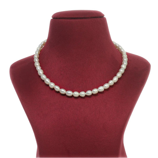 Milky White Freshwater Pearl Necklace for women-Maya Bazaar