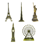 Burj Khalifa, Eiffel Tower, Big Ben Tower Combo Model Replica, Table Decorative Showpiece, Home Office Decor, Antique, Metal - 18CM