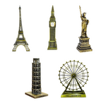 Burj Khalifa, Eiffel Tower, Big Ben Tower Combo Model Replica, Table Decorative Showpiece, Home Office Decor, Antique, Metal - 18CM