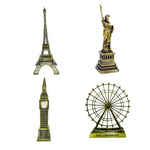 Burj Khalifa, Eiffel Tower, Big Ben Tower Combo Model Replica, Table Decorative Showpiece, Home Office Decor, Antique, Metal - 18CM