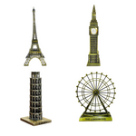 Burj Khalifa, Eiffel Tower, Big Ben Tower Combo Model Replica, Table Decorative Showpiece, Home Office Decor, Antique, Metal - 18CM