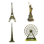 Burj Khalifa, Eiffel Tower, Big Ben Tower Combo Model Replica, Table Decorative Showpiece, Home Office Decor, Antique, Metal - 18CM