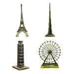 Burj Khalifa, Eiffel Tower, Big Ben Tower Combo Model Replica, Table Decorative Showpiece, Home Office Decor, Antique, Metal - 18CM