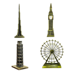 Burj Khalifa, Eiffel Tower, Big Ben Tower Combo Model Replica, Table Decorative Showpiece, Home Office Decor, Antique, Metal - 18CM