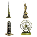 Burj Khalifa, Eiffel Tower, Big Ben Tower Combo Model Replica, Table Decorative Showpiece, Home Office Decor, Antique, Metal - 18CM