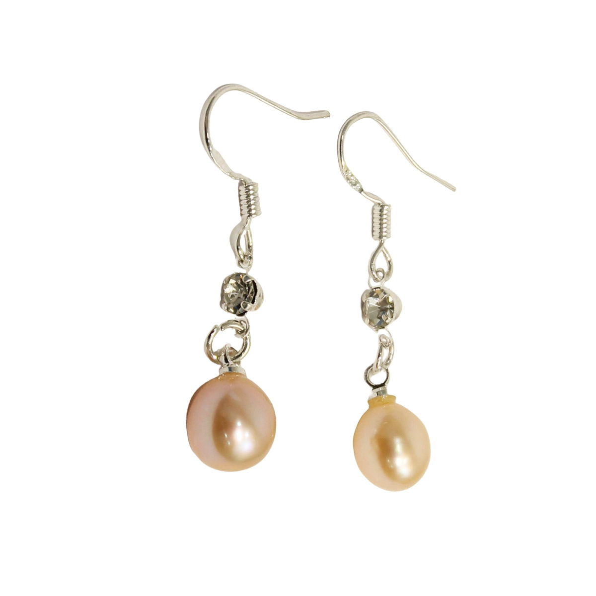 Long Silver Plated Gold Colour Freshwater Pearl Earrings for women & Girls-Maya Bazaar